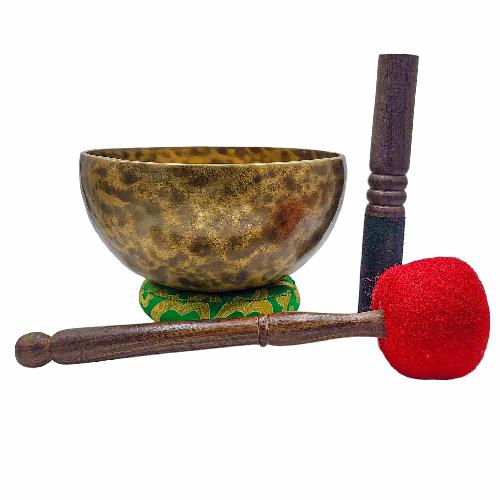 Jambati Singing Bowl, [tiger Antique], Buddhist Hand Beaten, Antique Finishing, [select Accessories]