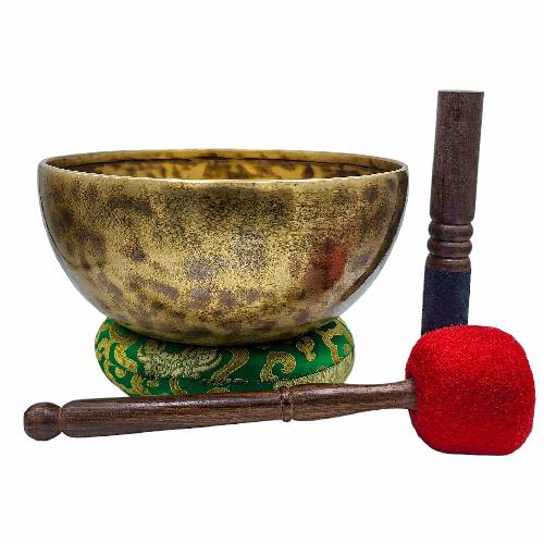 Jambati Singing Bowl, [tiger Antique], Buddhist Hand Beaten, Antique Finishing, [select Accessories]