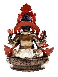 [ganesh], Buddhist Handmade Statue, [silver And Chocolate Oxidized], [face Painted]