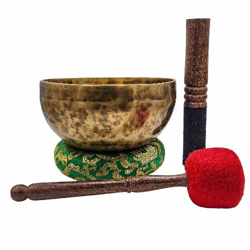Jambati Singing Bowl, [tiger Antique], Buddhist Hand Beaten, Antique Finishing, [select Accessories]