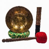 Jambati Singing Bowl, [tiger Antique], Buddhist Hand Beaten, Antique Finishing, [select Accessories]