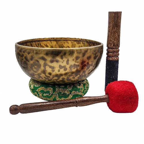 Jambati Singing Bowl, [tiger Antique], Buddhist Hand Beaten, Antique Finishing, [select Accessories]