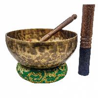 Jambati Singing Bowl, [tiger Antique], Buddhist Hand Beaten, Antique Finishing, [select Accessories]