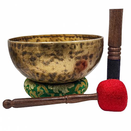 Jambati Singing Bowl, [tiger Antique], Buddhist Hand Beaten, Antique Finishing, [select Accessories]