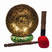 Jambati Singing Bowl, [tiger Antique], Buddhist Hand Beaten, Antique Finishing, [select Accessories]