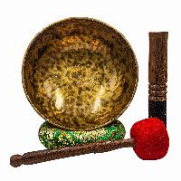 Jambati Singing Bowl, [tiger Antique], Buddhist Hand Beaten, Antique Finishing, [select Accessories]