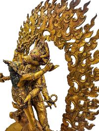 [yamantaka], Buddhist Handmade Statue, [face Painted] And [gold Plated]