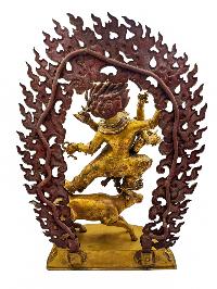 [yamantaka], Buddhist Handmade Statue, [face Painted] And [gold Plated]