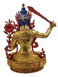 [manjushri], Buddhist Handmade Statue, [face Painted] And [gold Plated], [high Quality]
