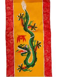 Tibetan Cochin Brocade Wall Hanging With Embroidered Dragon, Color