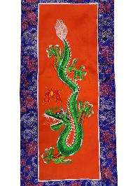 Tibetan Cochin Brocade Wall Hanging With Embroidered Dragon, Color