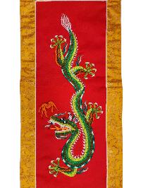 Tibetan Cochin Brocade Wall Hanging With Embroidered Dragon, Color