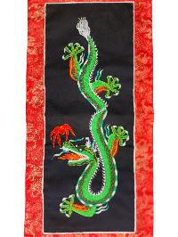 Tibetan Cochin Brocade Wall Hanging With Embroidered Dragon, Color