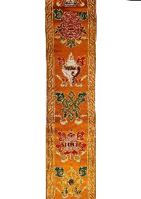 Tibetan Cochin Brocade Wall Hanging With Embroidered Ashtamangala, Color
