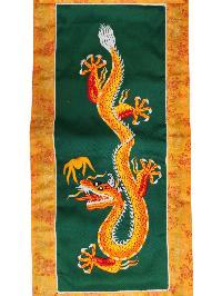 Tibetan Cochin Brocade Wall Hanging With Embroidered Dragon, Color