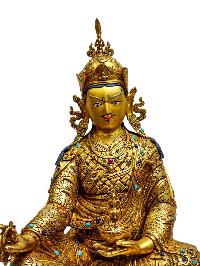[padmasambhava], Buddhist Handmade Statue, [full Gold Plated], [painted Face], [high Quality]