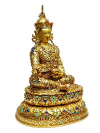 [padmasambhava], Buddhist Handmade Statue, [full Gold Plated], [painted Face], [high Quality]