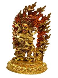 [mahakala Two Arms], Buddhist Handmade Statue, [full Gold Plated], [painted Face], [high Quality]