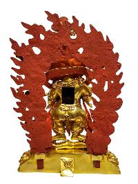 [mahakala Two Arms], Buddhist Handmade Statue, [full Gold Plated], [painted Face], [high Quality]