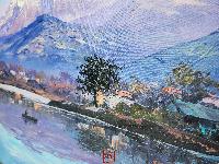 Oil Painting, Annapurna Range Rupa Taal [knife Art], By Thamang Malla