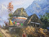 Oil Painting, Mt Annapurna [knife Art],  By Thamang Malla