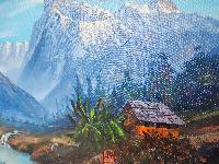 Oil Painting, Mt Machhapuchchhre Rapti River [knife Art], By Thamang Malla