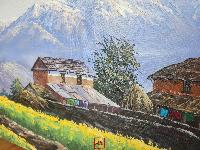 Oil Painting, Annapurna Range [knife Art], By Thamang Malla