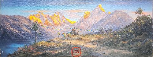 Oil Painting, Mt Everest Trekking Route [knife Art], By Thamang Malla