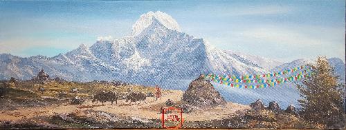 Oil Painting, Mt Everest Range [knife Art], By Thamang Malla