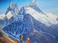 Oil Painting, Mt Everest Range Gosaikunda [knife Art], By Thamang Malla