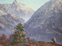 Oil Painting, Everest Range Kalapathhar [knife Art], By Thamang Malla