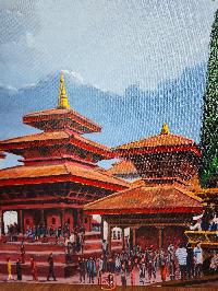 Oil Painting, Seto Machindranath Rath [charot] Pulling Modern Inspired Heritage Art, By Mishri Man Chitrakar