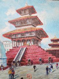 Oil Painting,basantapur Area Modern Inspired Heritage Art Kmc