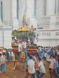 Oil Painting, Indra Jatra Bhairab Rath[charot] Modern Inspired Heritage Art, By Mishri Man Chitrakar