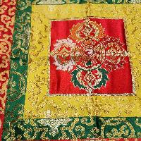 Tibetan Cochin Brocade Wall Hanging With Embroidered Double Dorje