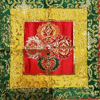 Tibetan Cochin Brocade Wall Hanging With Embroidered Double Dorje