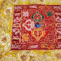Tibetan Cochin Brocade Wall Hanging With Embroidered Double Dorje