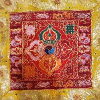 Tibetan Cochin Brocade Wall Hanging With Embroidered Double Dorje