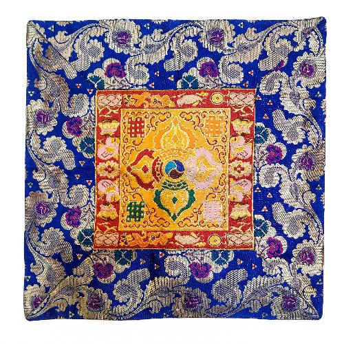 Tibetan Cochin Brocade Table Cloth With Embroidered Double Dorje