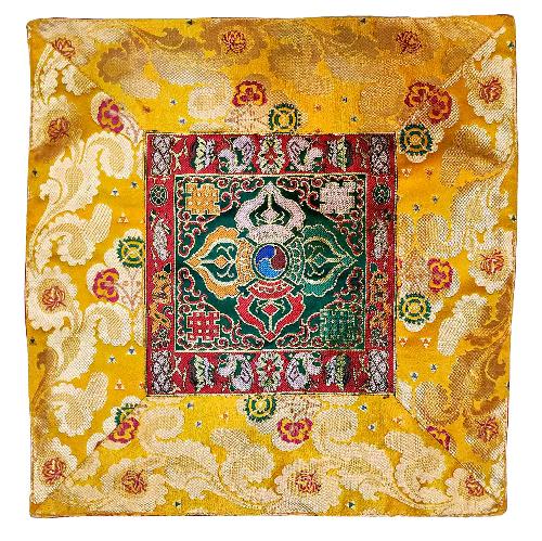 Tibetan Cochin Brocade Table Cloth With Embroidered Double Dorje