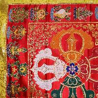 Tibetan Cochin Brocade Table Cloth With Embroidered Double Dorje