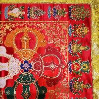 Tibetan Cochin Brocade Table Cloth With Embroidered Double Dorje