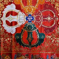 Tibetan Cochin Brocade Table Cloth With Embroidered Double Dorje