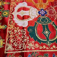 Tibetan Cochin Brocade Table Cloth With Embroidered Double Dorje