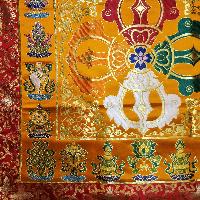 Tibetan Cochin Brocade Table Cloth With Embroidered Double Dorje