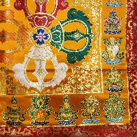 Tibetan Cochin Brocade Table Cloth With Embroidered Double Dorje