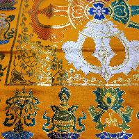 Tibetan Cochin Brocade Table Cloth With Embroidered Double Dorje