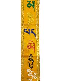 Tibetan Cochin Brocade Wall Hanging With Embroidered Om Mani Padme Hum