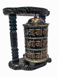 Prayer Wheel With Mantra Inside, [oxidized With Carved Mantra], Wall Mountable