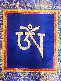 Tibetan Cochin Brocade Wall Hanging With Embroidered Om